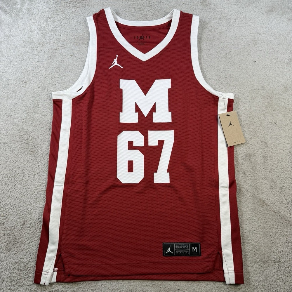 Morehouse Maroon Tigers Jersey Mens Medium Air Jordan Red Basketball Mesh #67